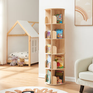 Bibliothèque rotative pour enfants Chasek bois de pin naturel [en.casa]