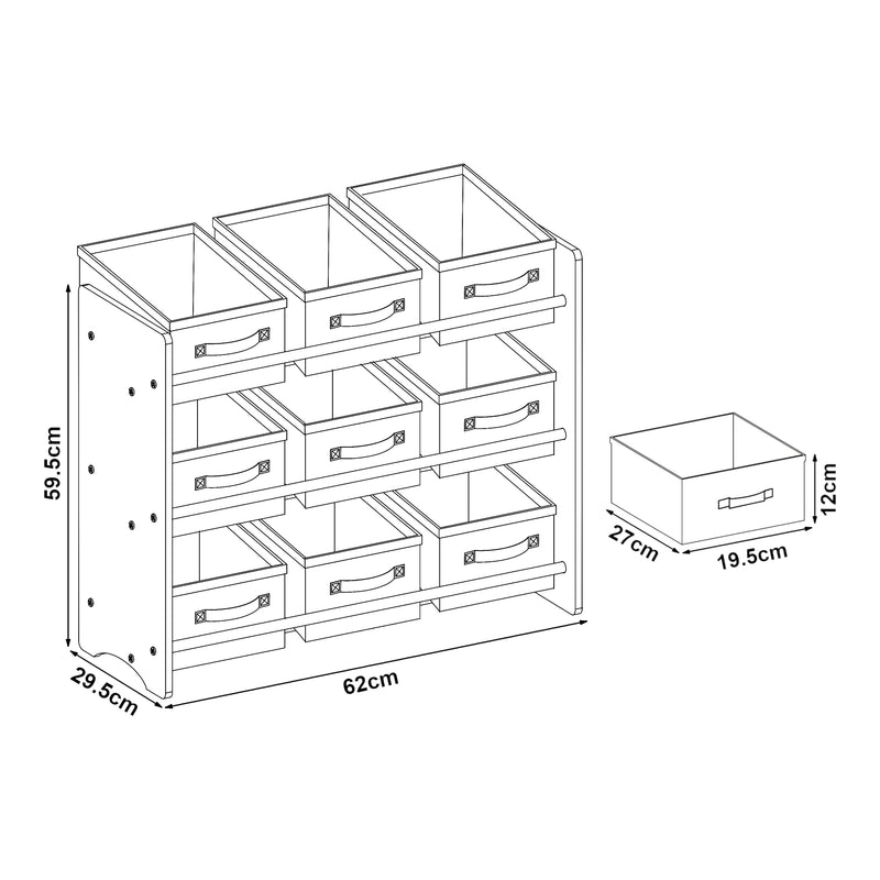 Schizzo in scala Scaffale Portaoggetti Boiro per Cameretta 60x62x30 cm [en.casa] 