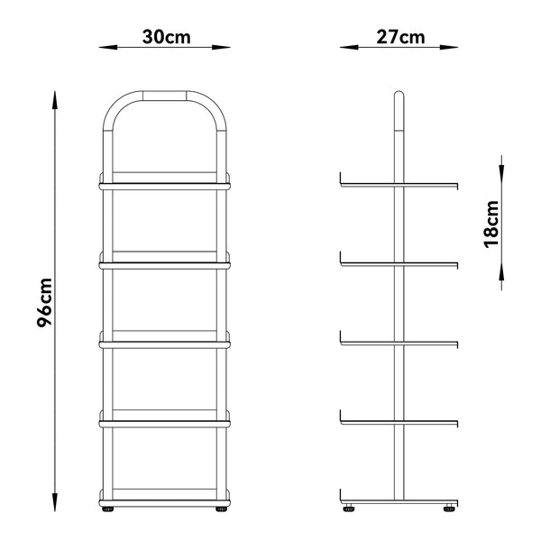 Scarpiera Poytya per Cameretta Scaffale in Acciaio 96x30x27 cm - [en.casa]