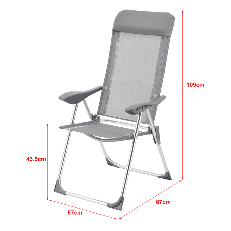 Croquis coté Lot de 2 Chaises de Jardin Errenteria  avec Accoudoirs Dossier Inclinable plusieurs couleurs [en.casa]