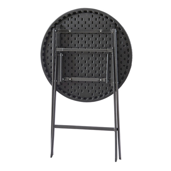 Tavolo da Picnic Mark Pieghevole Nero Effetto Rattan [en.casa]