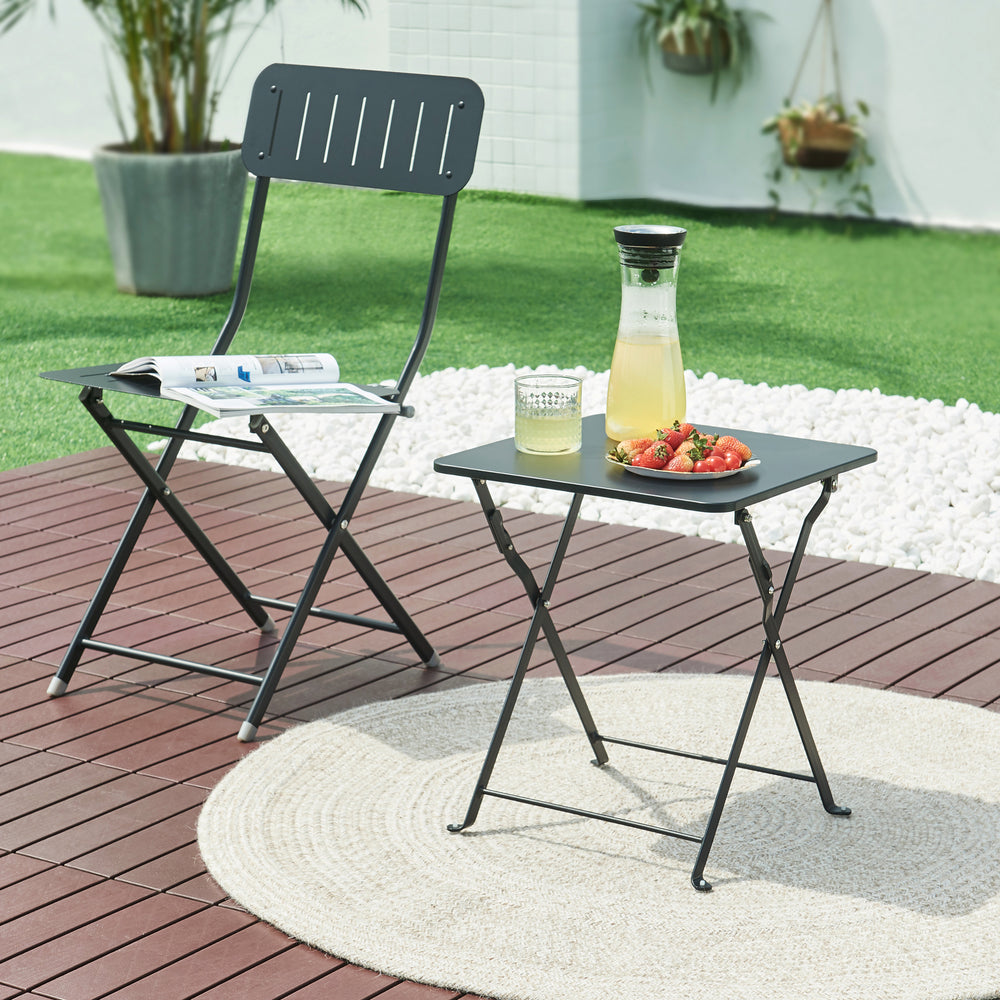 Table pliante Vegårshei acier 45 x 40 x 40 cm [en.casa]