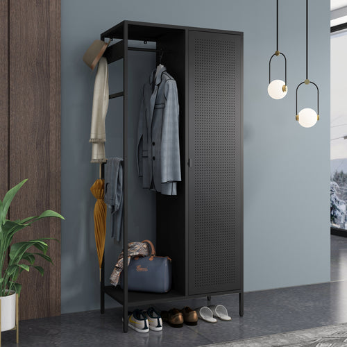 Armadio per Guardaroba Puumala in Metallo 180 x 80 x 45 cm [en.casa]