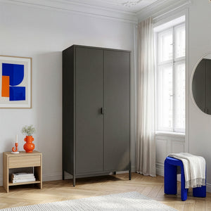 Armadio Guradaroba Esteli in Acciaio a 2 Ante con 2 Barre Appendiabiti e 4 Ripiani 170 x 80 x 45 cm [en.casa]