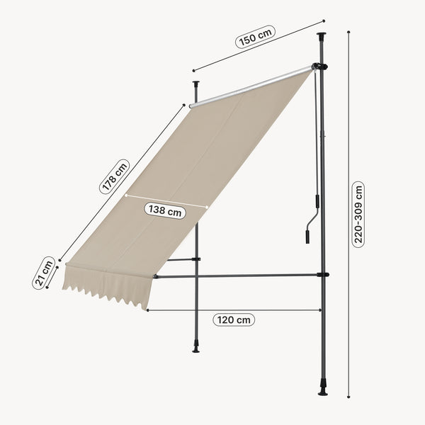Tenda da Sole a Muro 'Stem' con Pali di Supporto Telescopici pro.tec 