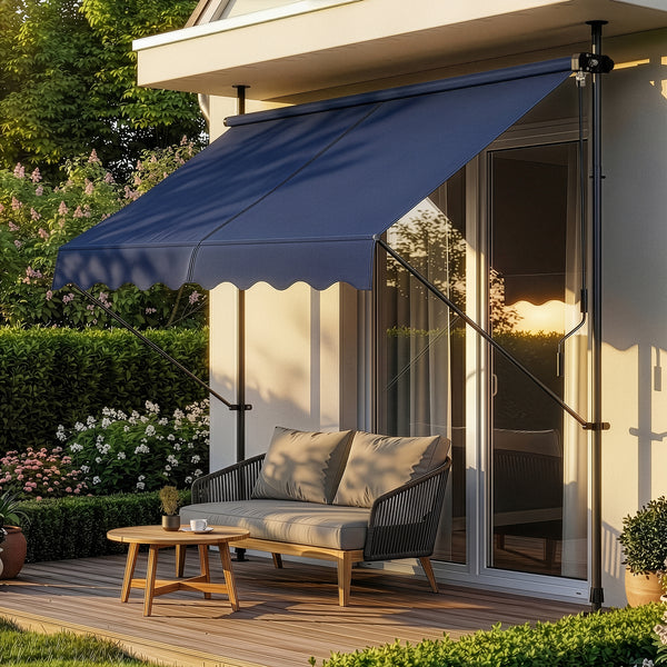 Tenda da Sole a Muro con Pali di Supporto Telescopici pro.tec