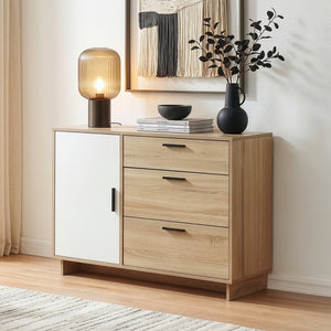 Commode Kenta 100 x 35 x 72 cm effet chêne sonoma blanc [en.casa]