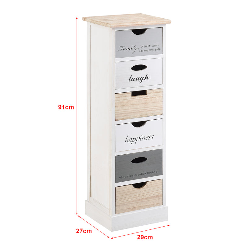 Croquis coté Commode Salo à 6 Tiroirs en Bois 91 x 29 x 27 cm [en.casa]