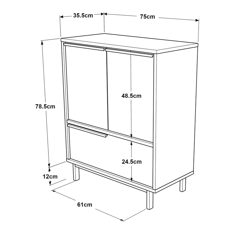 Croquis coté Armoire d'appoint Vesanto 91 x 75 x 36 cm [en.casa]