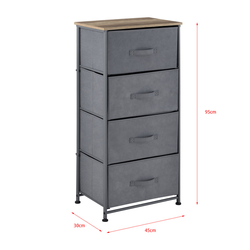 Croquis coté Commode meuble de rangement en métal tiroirs en non-tissé [pro.tec]