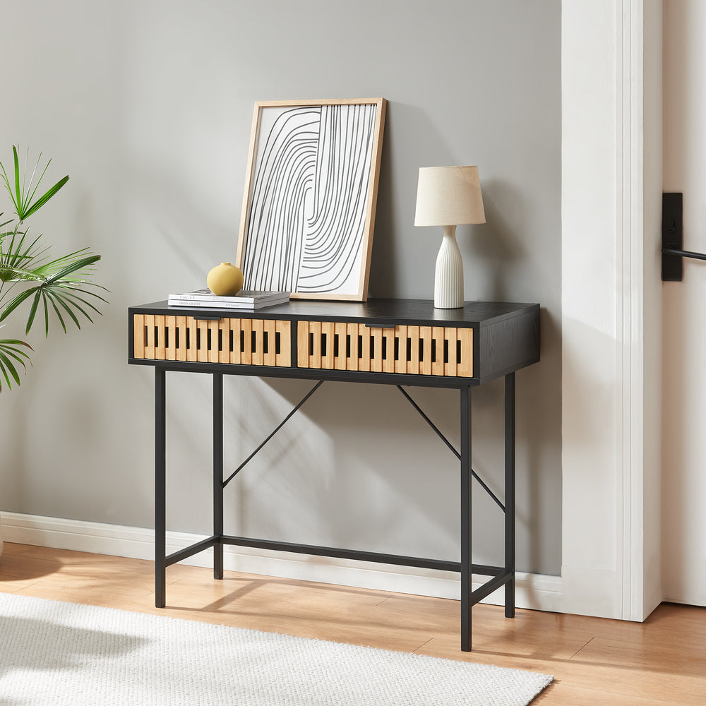Table console Luniehti 100x40x75 cm noir/naturel [en.casa] - premiumXL