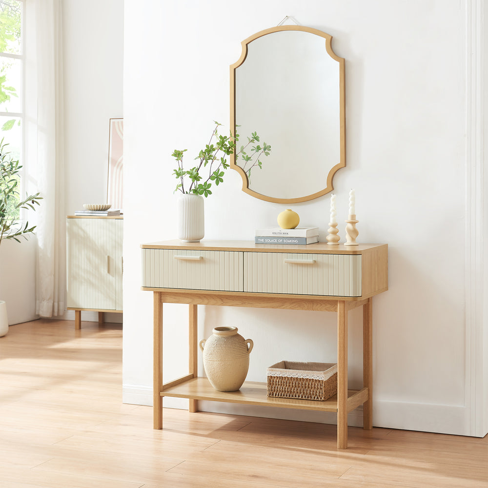 Table console Ferrersp 100 x 40 x 80 cm effet chêne / couleur sable [en.casa]