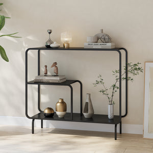 Table console Færder acier noir mat [en.casa]
