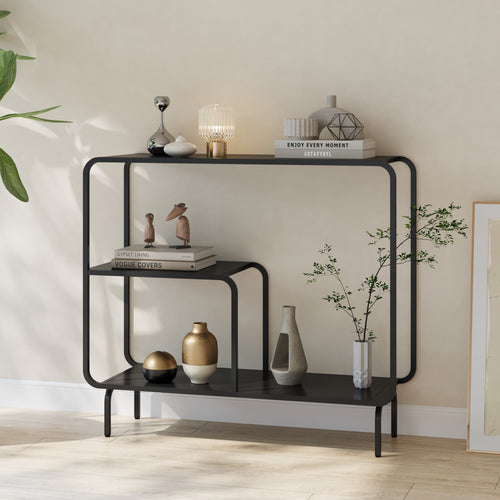 Table console Færder acier noir mat [en.casa]