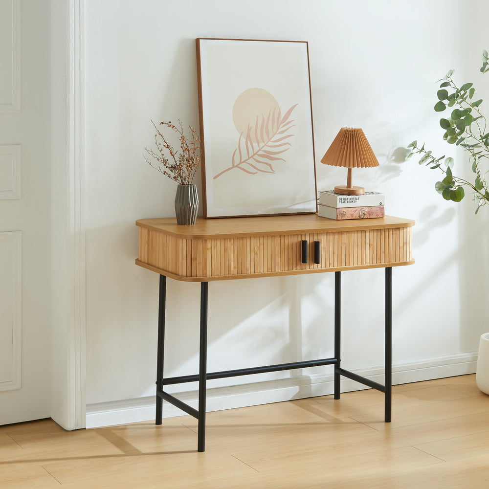 Konsolentisch Tvedestrand 100x50x76 cm Holzfarben/Schwarz [en.casa] - premiumXL