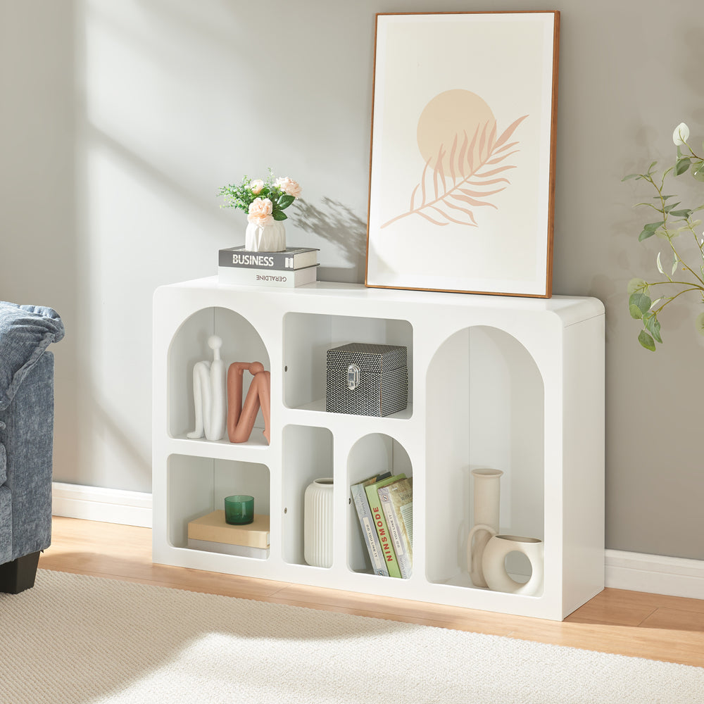 Buffet Vågå avec compartiments ouverts 110x30x70 cm blanc [en.casa] - premiumXL