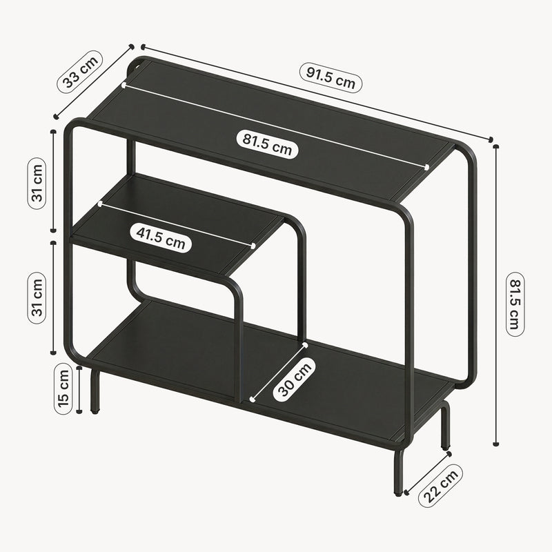 Croquis coté Table console Færder acier noir mat [en.casa]