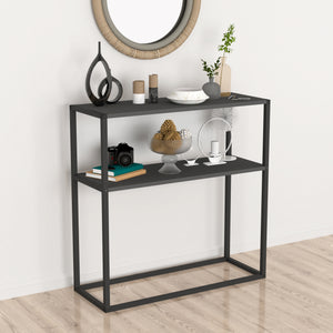 Table console Hemsedal avec surface de stockage 90 x 90 x 33,5 cm [en.casa]