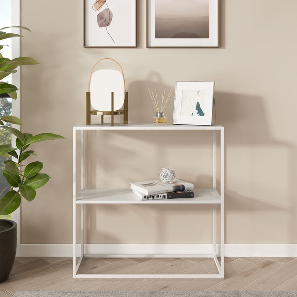 Table console Strömstad acier 2 surfaces de rangement 80 x 80 x 26 cm [en.casa]