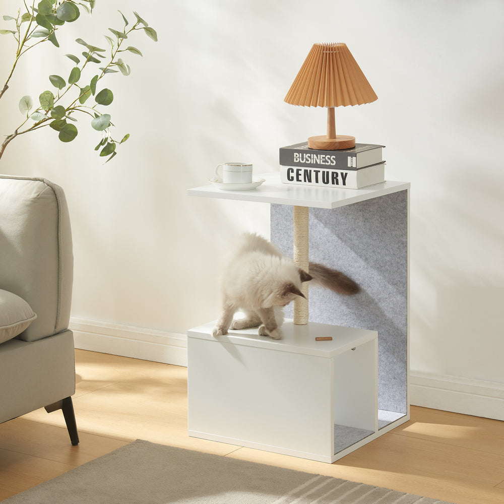 Tavolino con colonna tiragraffi Masfjorden Bianco [en.casa] - premiumXL