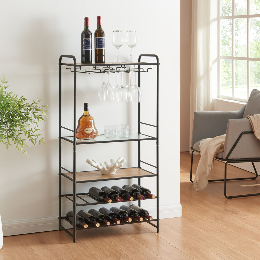 Casier à vin Hustadvika 120x61x33cm Noir/Chêne [en.casa] - premiumXL