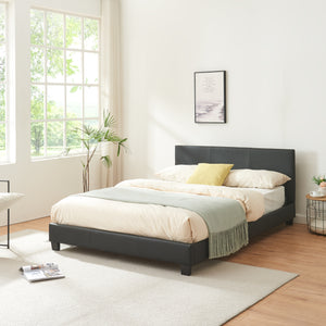 Lit en similicuir 140x200 cm noir Corium - premiumXL