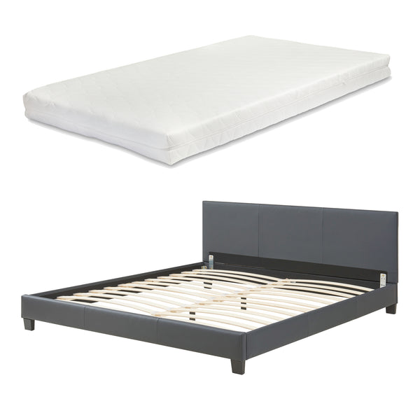 Corium sommier tapissier avec matelas (140 / 160 / 180 / 200x200cm)(7 couleurs)(mousse froide) - avec cuir-synthétique / housse cuir-synthétique / modèrne / avec  sommier à lattes /