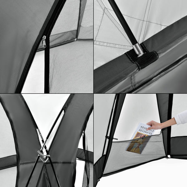 Tonnelle de camping Grästorp avec guirlande à 96 LED 345 x 345 x 247 cm [pro.tec]