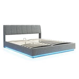 Lit double capitonné Tröstiar avec éclairage LED [en.casa]