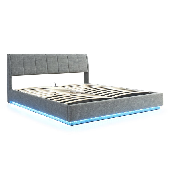 Lit double capitonné Tröstiar avec éclairage LED [en.casa]