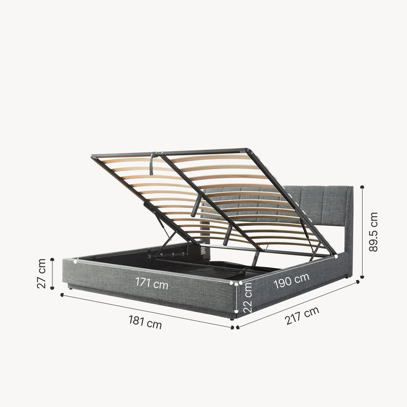 Croquis coté Lit double capitonné Tröstiar avec éclairage LED [en.casa]