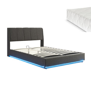 Letto Contenitore Tröstiar con Luce LED Letto con Materasso [en.casa]