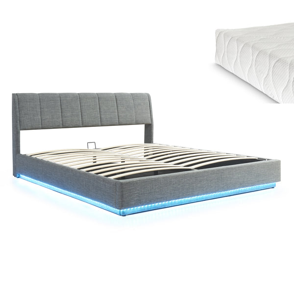 LED Polsterbett Tröstiar mit Matratze [en.casa]