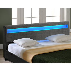 Lit Double Rembourré Design Sommier à Lattes Polyester Gris Foncé Corium