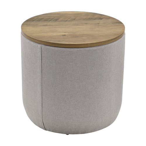 [en.casa] Table Basse Ronde avec Rangement Panneaux de Particules Textile Couleur Bois Gris 41 x 43 cm 