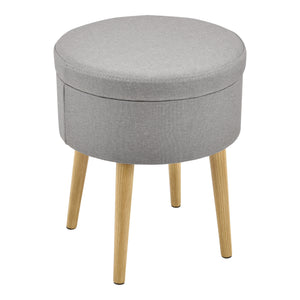 Beistelltisch Aurere Ø 36 cm Polster mit Staumraum Holz Natur/Grau en.casa