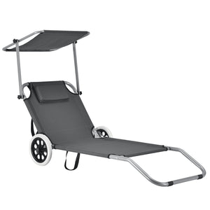 Chaise longue Falun avec toit et roulettes gris anthracite casa.pro - premiumXL