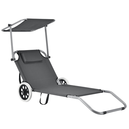 Chaise longue Falun avec toit et roulettes gris anthracite casa.pro - premiumXL