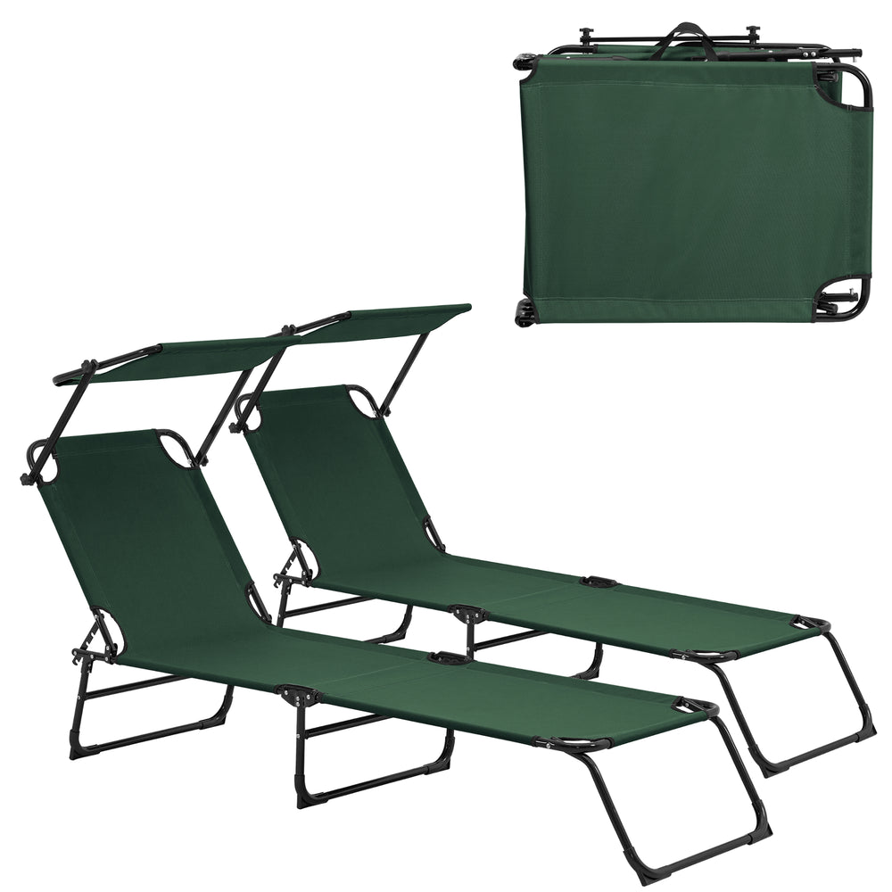 Lot de 2 chaises longues Lomeda pliables avec toit, différentes couleurs [casa.pro] - premiumXL