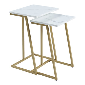 Lot de 2 tables basses gigognes Salem acier panneau de particules [en.casa]