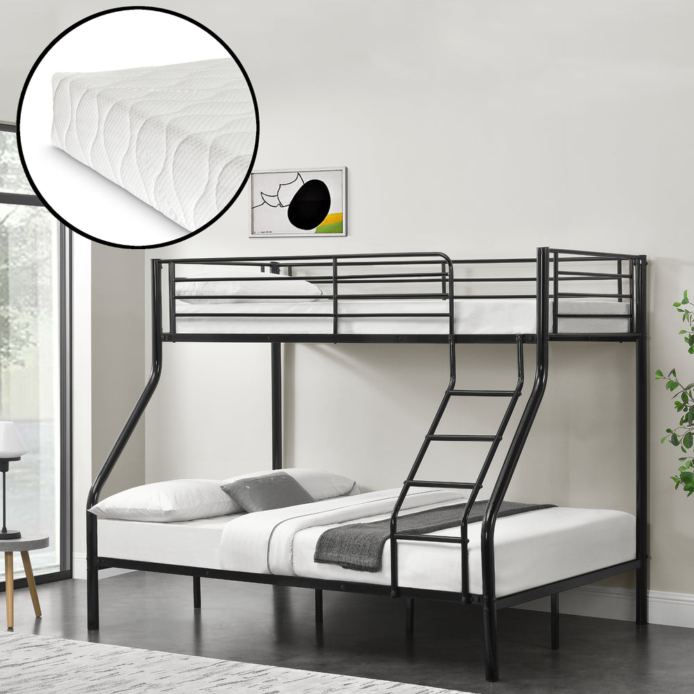 Lit superposé en métal Sortland 200x140/90 cm avec matelas [neu.haus] - premiumXL