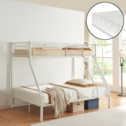 Letto a castello in metallo Sortland 200x140/90 cm con materassi [neu.haus] - premiumXL