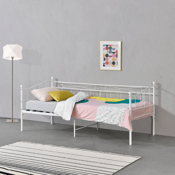 Cadre de Lit Simple Arjeplog Acier Laqué 90 x 200 cm [en.casa]