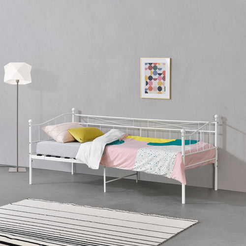 Cadre de Lit Simple Arjeplog Acier Laqué 90 x 200 cm [en.casa]