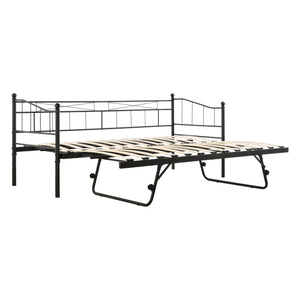 Divano in Metallo con Cornice Decorativa + Letto di Complemento con Gambe Pieghevoli e 4 Ruote, Sofa a 2-3 Posti di Seduta  e Secondo Letto Salvaspazio - Vari Colori