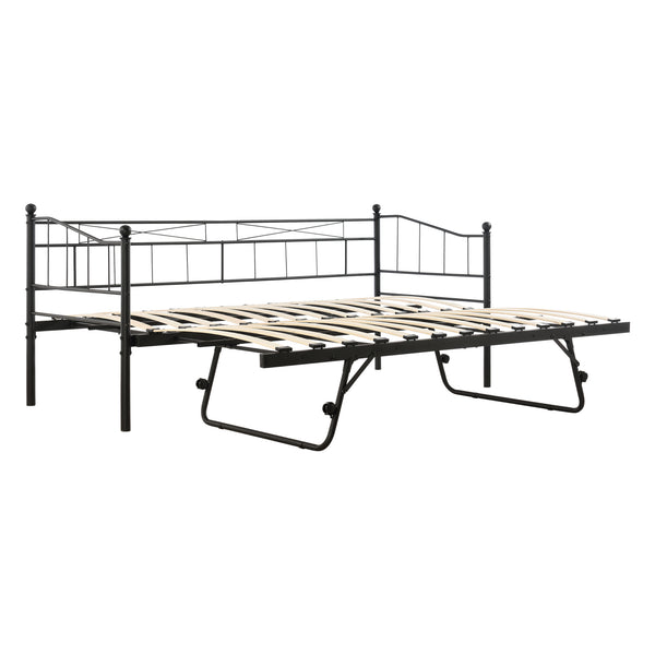 Divano in Metallo con Cornice Decorativa + Letto di Complemento con Gambe Pieghevoli e 4 Ruote, Sofa a 2-3 Posti di Seduta  e Secondo Letto Salvaspazio - Vari Colori