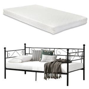 Metallbett Granada mit Matratze 90x200 cm Stahl [en.casa]