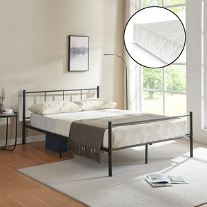 Letto in metallo con materasso in schiuma fredda Laos nero [en.casa] - premiumXL