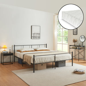 Lit en métal Laos avec matelas noir [en.casa] - premiumXL