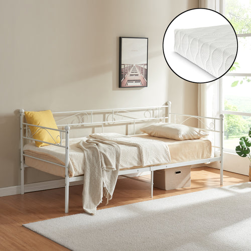 Divano Letto con Materasso 90x200 cm Sofa in Acciaio [en.casa]